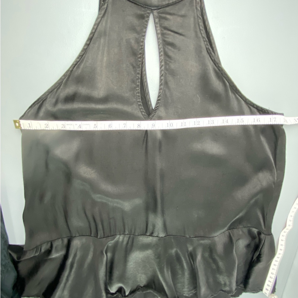 Maven West Black Halter Mock Neck Peplum Sleeveless Keyhole Blouse, Small - Picture 6 of 9